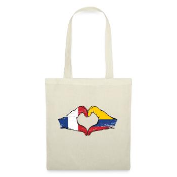 France Colombia Flag Hands Heart Shape Used - Tote Bag - nature - Front