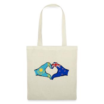 Kazakhstan Nouvelle-Zélande drapeau mains forme coeur - Sac en tissu - nature - Devant