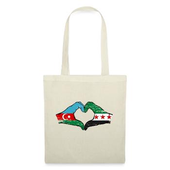 Aserbaidschan Syrien Flagge Hände Herzform used - Stoffbeutel - Natur - Vorne