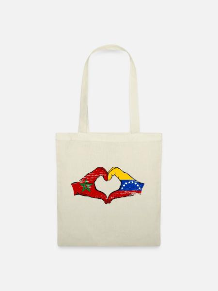 Marokko Venezuela Flagge Hände Herzform used - Stoffbeutel - Natur