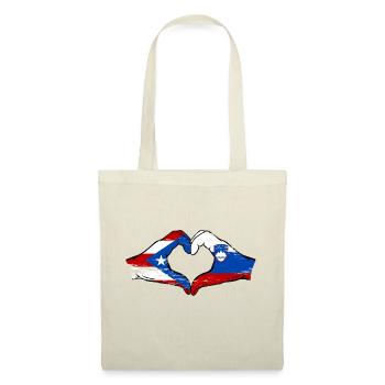 Porto Rico Slovénie drapeau mains forme de coeur utilisé - Sac en tissu - nature - Devant