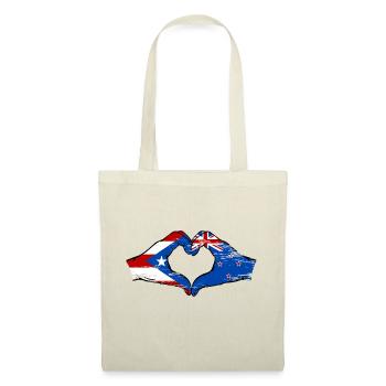 Porto Rico Nouvelle-Zélande drapeau mains forme de coeur utilisé - Sac en tissu - nature - Devant