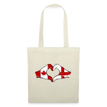 Kanada England Flagge Hände Herzform used - Stoffbeutel - Natur - Vorne
