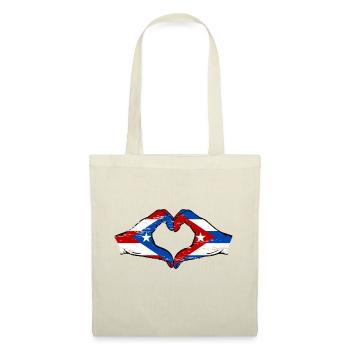 Puerto Rico Cuba Flag Hands Heart Shape Used - Tote Bag - nature - Front