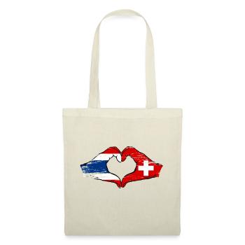 Thaïlande Suisse Drapeau Mains Coeur Forme Utilisé - Sac en tissu - nature - Devant