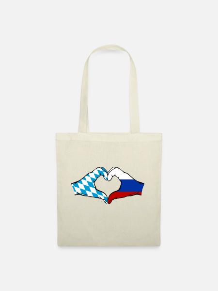 Bayern Russland Flagge Hände Herzform - Stoffbeutel - Natur
