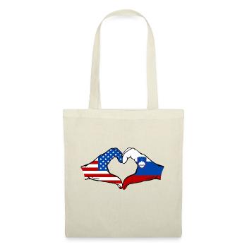 USA Slowenien Flagge Haende Herzform - Stoffbeutel - Natur - Vorne