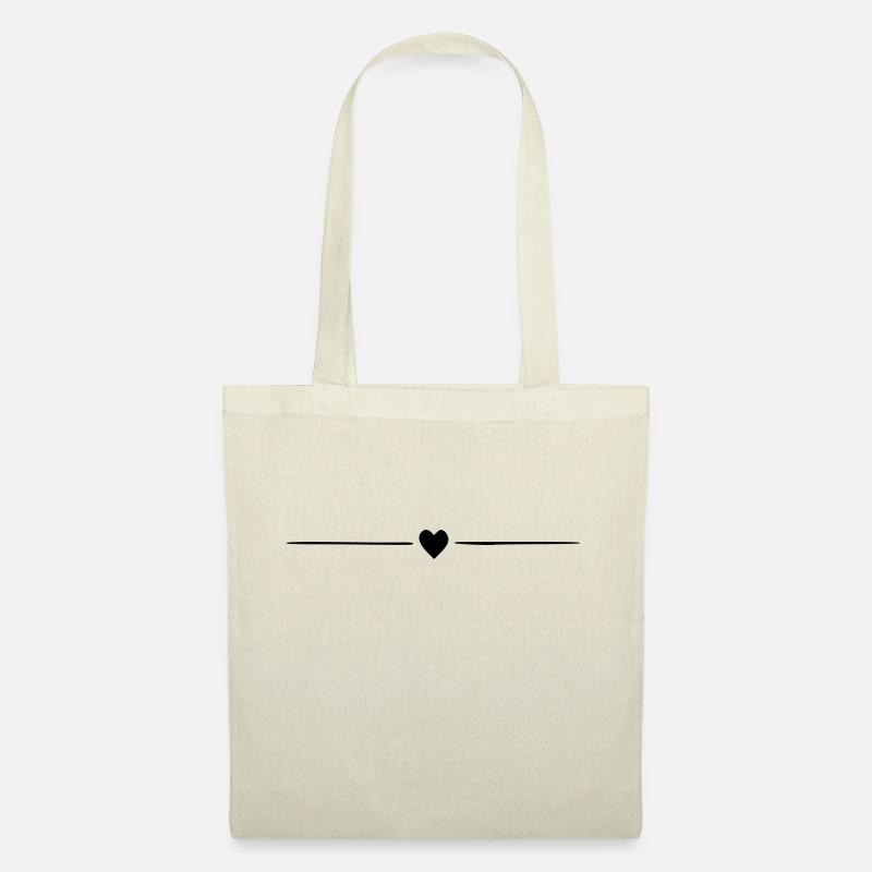 Kleines Herz mit Balken schwarz. Geschenk - Stoffbeutel - Natur