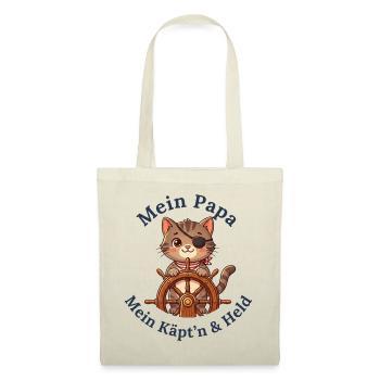 Mein Papa: Mein Käpt'n & Held - Stoffbeutel - Natur - Vorne