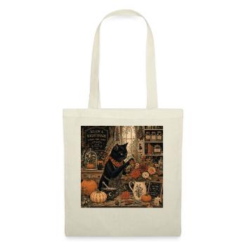 Black Cat Floral Shop T-Shirt Vintage Goth - Tote Bag - nature - Front