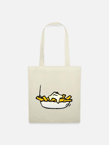Schale Pommes Frittes mit Majo - Stoffbeutel - Natur
