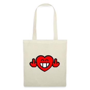 Emoticon Grin Heart with Stinkfingers (3c) - Stoffbeutel - Natur - Vorne