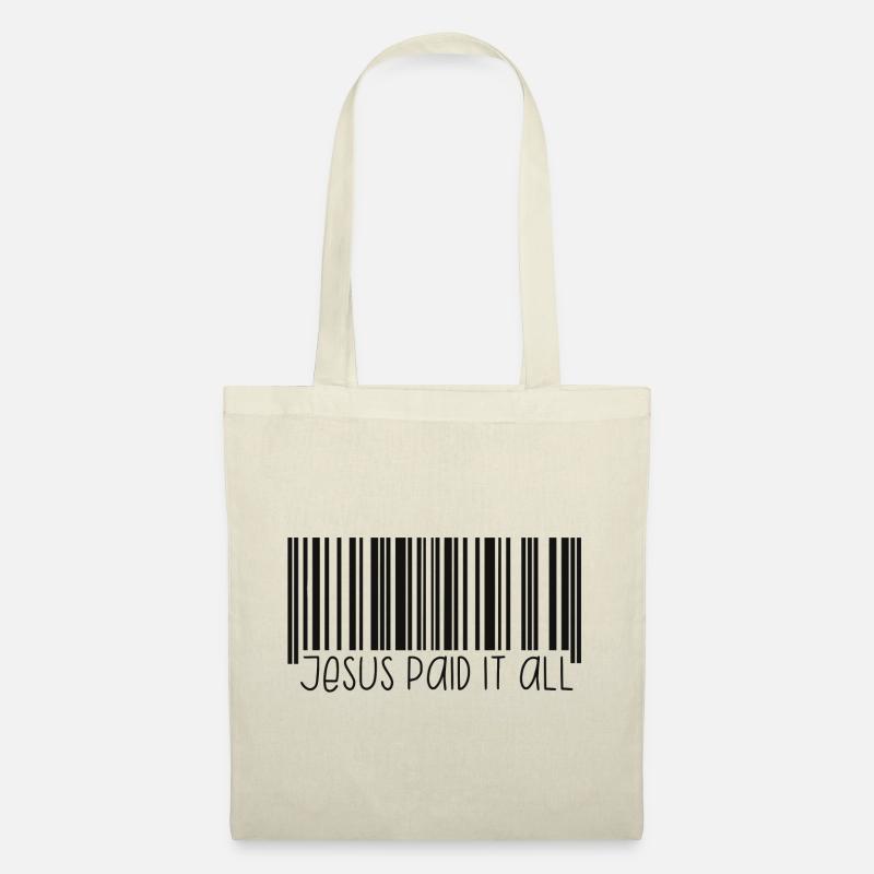 Jesus paid it all Barcode (schwarz) - Stoffbeutel - Natur
