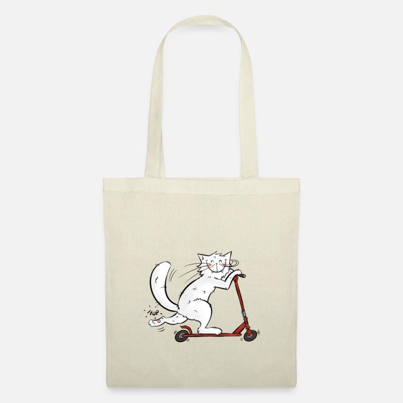 Mrou le Chat und sein Roller - Stoffbeutel - Natur