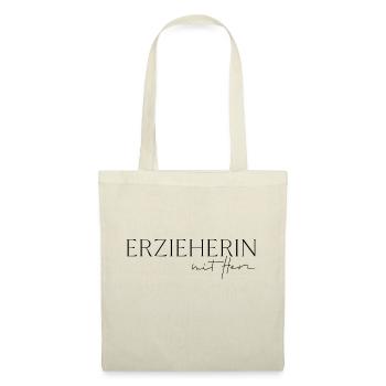 Erzieherin mit Herz - Stoffbeutel - Natur - Vorne