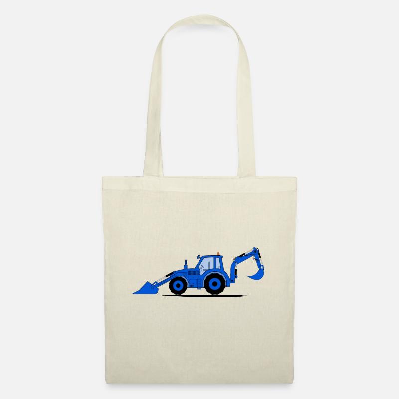 Traktor Bagger Baggerschlepper Blau - Stoffbeutel - Natur