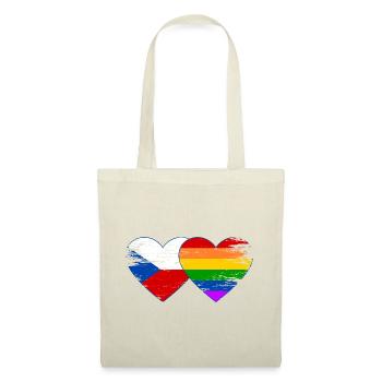 Tschechien Regenbogen Flagge Herz used - Stoffbeutel - Natur - Vorne