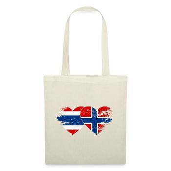 Thailand Norwegen Flagge Herzform used look - Stoffbeutel - Natur - Vorne