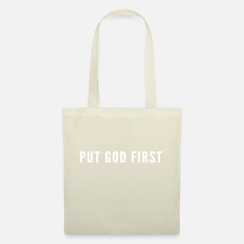 PUTGODFIRST white - Sac en tissu - nature