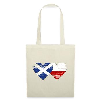 Schottland Polen Flagge Herz used - Stoffbeutel - Natur - Vorne