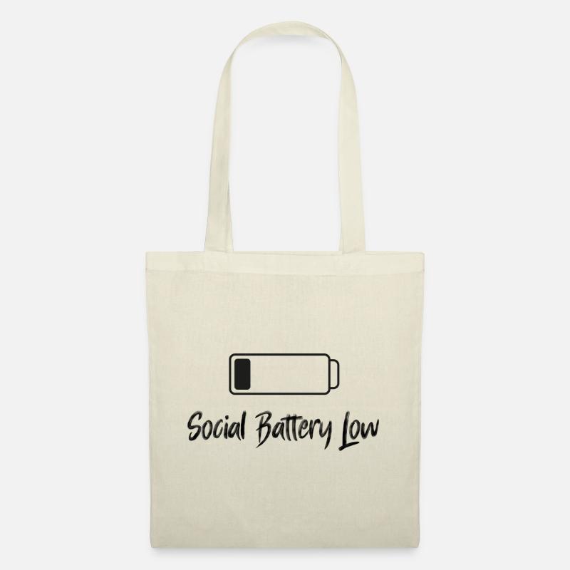 Social Battery Low - Stoffbeutel - Natur