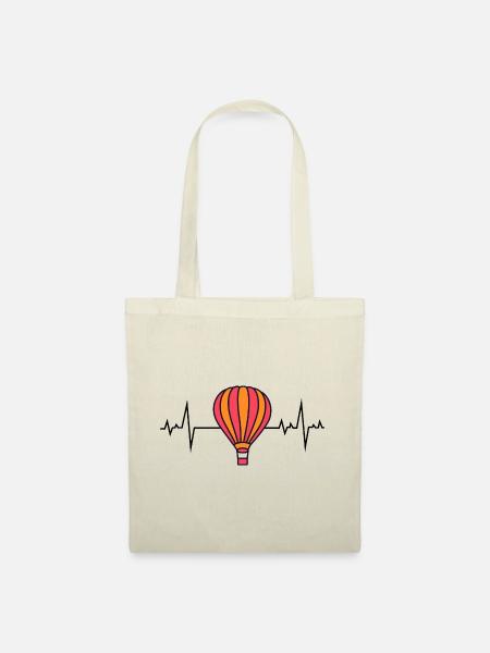 Heißluftballon-Ballon-Ballon-Ballon-Herzschlag - Stoffbeutel - Natur
