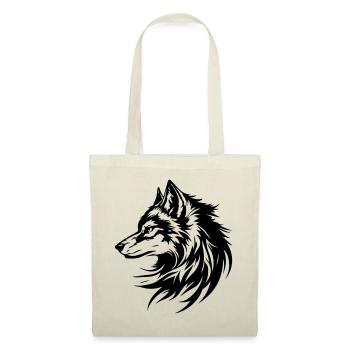 Wolf Kopf Silhouette - Stoffbeutel - Natur - Vorne