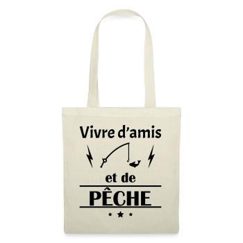 Vivre d'amis et de pêche, fête des pères, noël - Sac en tissu - nature - Devant