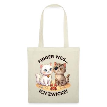 Katzen Strand Krabbe Spruch - Stoffbeutel - Natur - Vorne