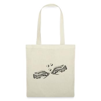 Skelett Fische Liebe Morbider Humor s - Stoffbeutel - Natur - Vorne