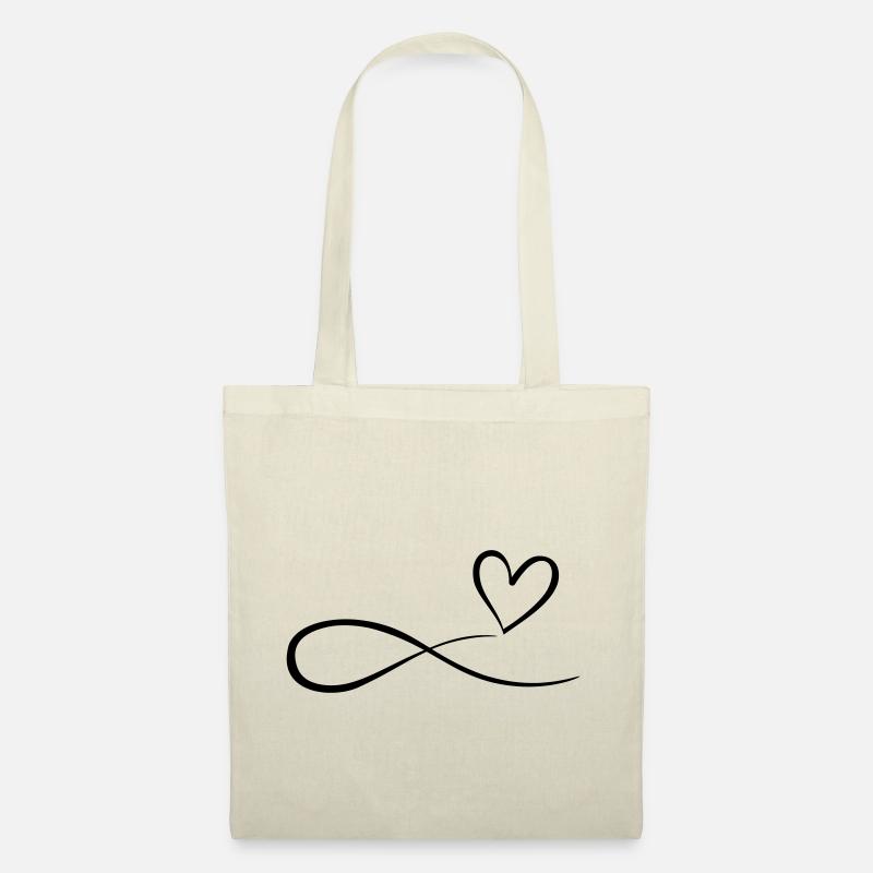Herz Schnörkel Infinity Symbol Unendlichkeitsymbol - Stoffbeutel - Natur