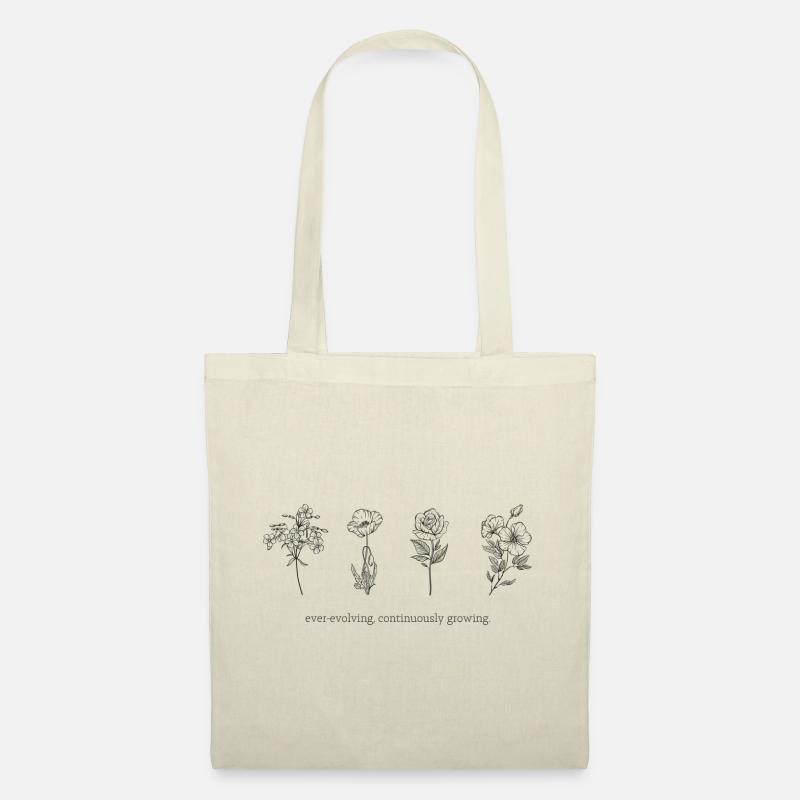 Floral Print mit Slogan - Stoffbeutel - Natur