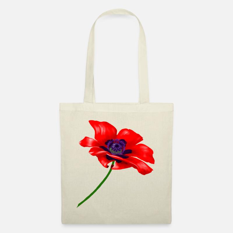 Rote Mohnblüte,red poppy - Stoffbeutel - Natur
