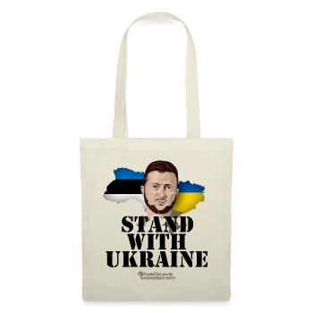 Selenskyj T-Shirt Estland Stand with Ukraine - Stoffbeutel - Natur - Vorne