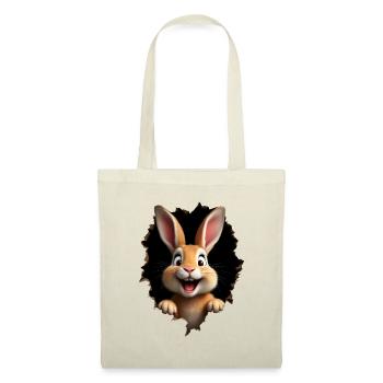 Süßer Hase guckt durch Loch - Osterhase - Stoffbeutel - Natur - Vorne