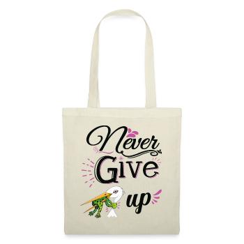 Never Give Up 🐸 Niemals aufgeben Frosch vs Storch - Stoffbeutel - Natur - Vorne