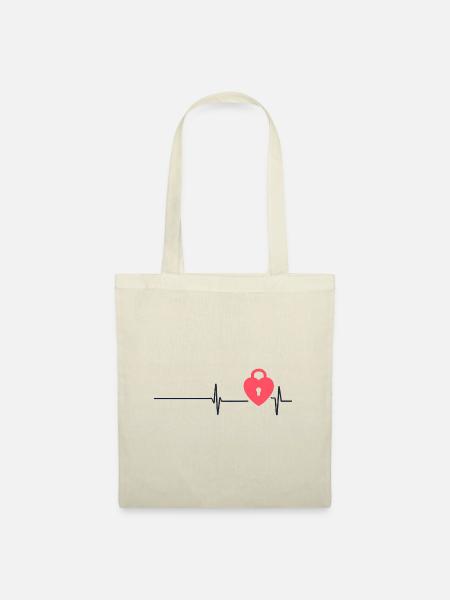 hearbeat with lock - Stoffbeutel - Natur