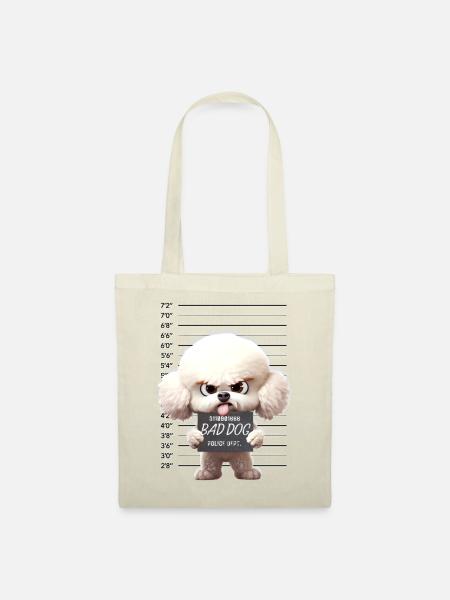 BAD DOG White Poodle dog Weisser Pudel - Stoffbeutel - Natur