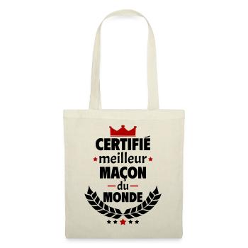 Certifié meilleur maçon du monde, cadeau de noël - Sac en tissu - nature - Devant