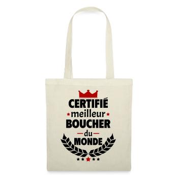 Certifié meilleur boucher du monde,cadeau de noël - Sac en tissu - nature - Devant