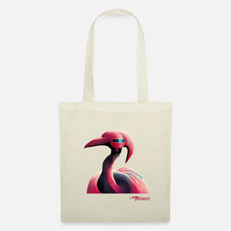 Fauler Roboter Flamingo - Stoffbeutel - Natur