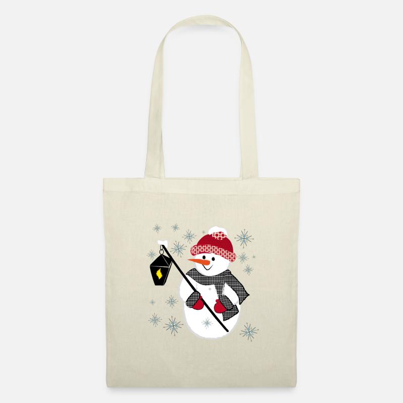 Weihnachtsmotiv Schneemann - Stoffbeutel - Natur