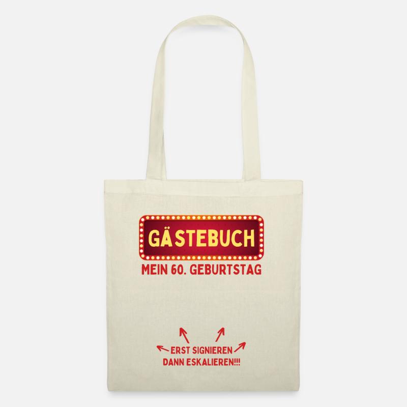 Gästebuch 60. Geburtstag - Stoffbeutel - Natur