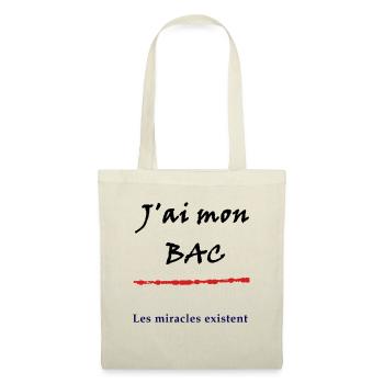 J'ai mon bac, les miracles existent - Sac en tissu - nature - Devant
