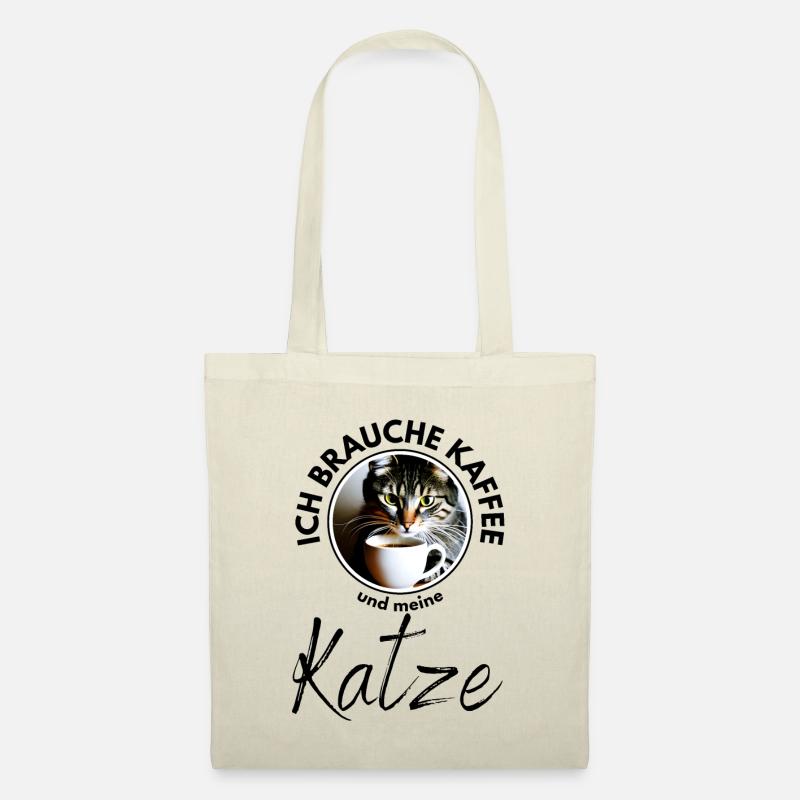 Katze Katzen Kaffee - Stoffbeutel - Natur