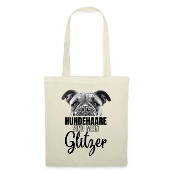 HUNDEHAARE sind mein GLITZER - Hund Hunde - Stoffbeutel - Natur - Vorne