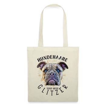 HUNDEHAARE sind mein GLITZER - Hund Hunde - Stoffbeutel - Natur - Vorne