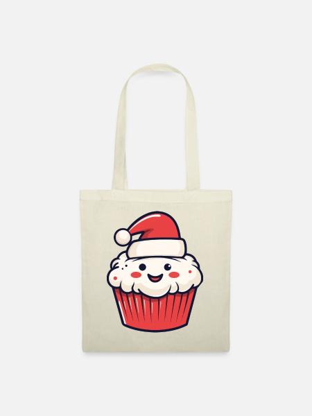 Muffin Kuchen Backen Weihnachten - Stoffbeutel - Natur