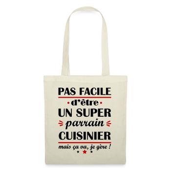 Pas facile super parrain cuisinier, cuisine - Sac en tissu - nature - Devant
