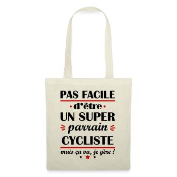 Pas facile super parrain cycliste, cyclisme, vélo - Sac en tissu - nature - Devant